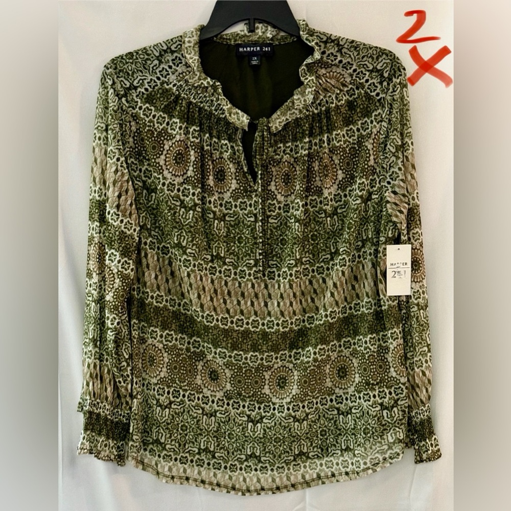 Patterned Green Blouse